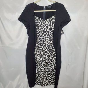 Lane Bryant 22 Bodycon Black Dress with Animal Print